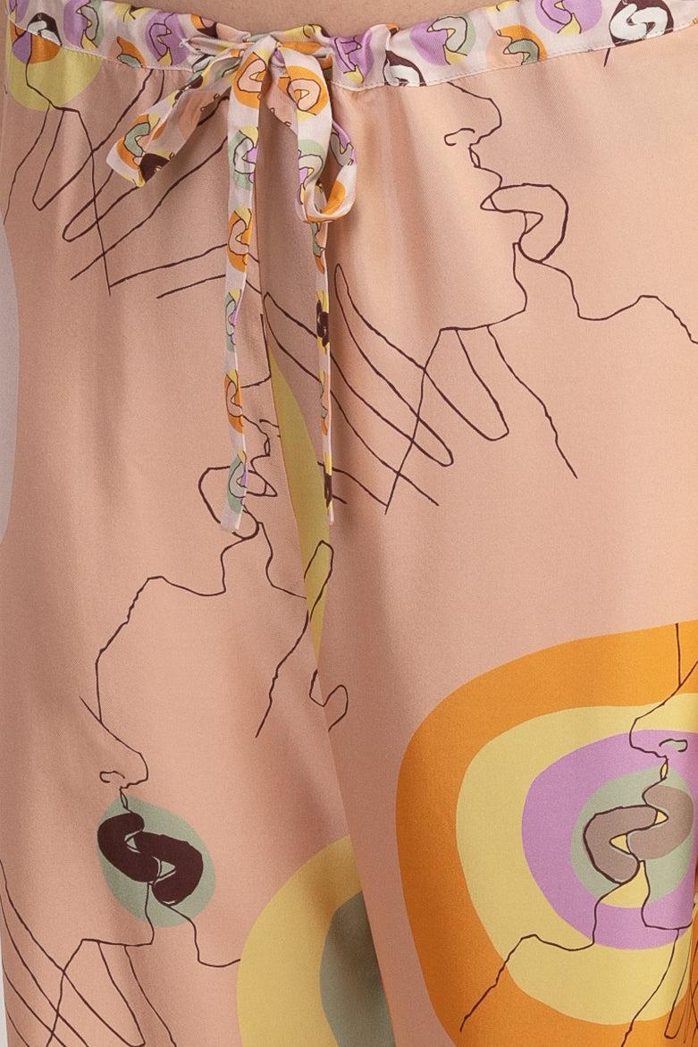 Sans Tabù Pantaloni lunghi in pura seta “Il Bacio Grande” - Nude Sconto