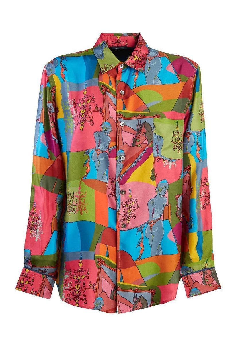 Sans Tabù Camicia in pura seta a maniche lunghe “Specchio delle mie brame” - Dark Rose Duty-free