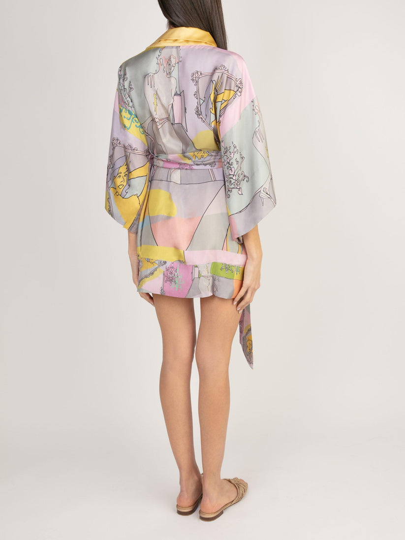 Sans Tabù Kimono corto pura seta manica lunga “Specchio delle mie brame” – Rose Vendite Flash