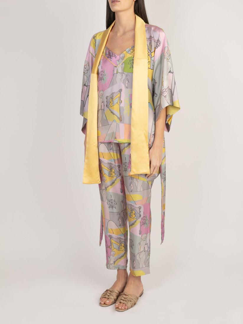 Sans Tabù Kimono corto pura seta manica lunga “Specchio delle mie brame” – Rose Vendite Flash