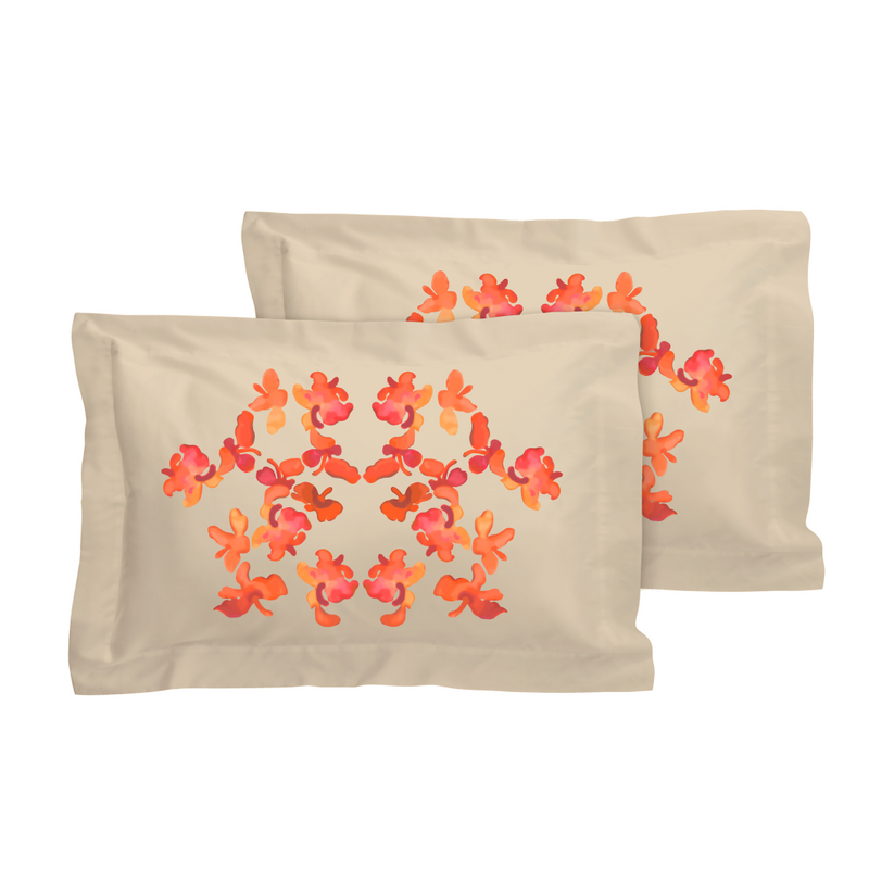 Sans Tabù Set di 2 federe flangiate con farfalle ricamate Moda