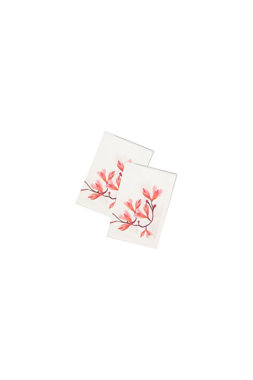 Sans Tabù Runner in lino grezzo ricamato & 2 tovaglioli - Peach Blossom Consegna Veloce