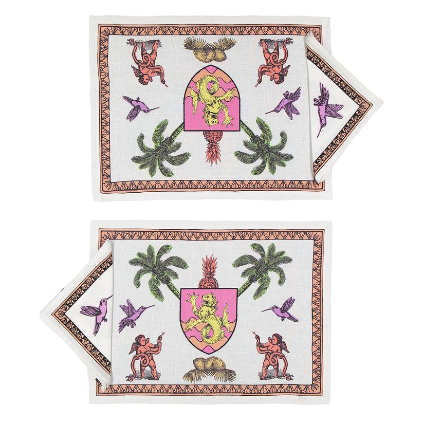 Sans Tabù Tovagliette Americane in lino bianco grezzo & 2 tovaglioli - Pop of Arms Promozione Limitata