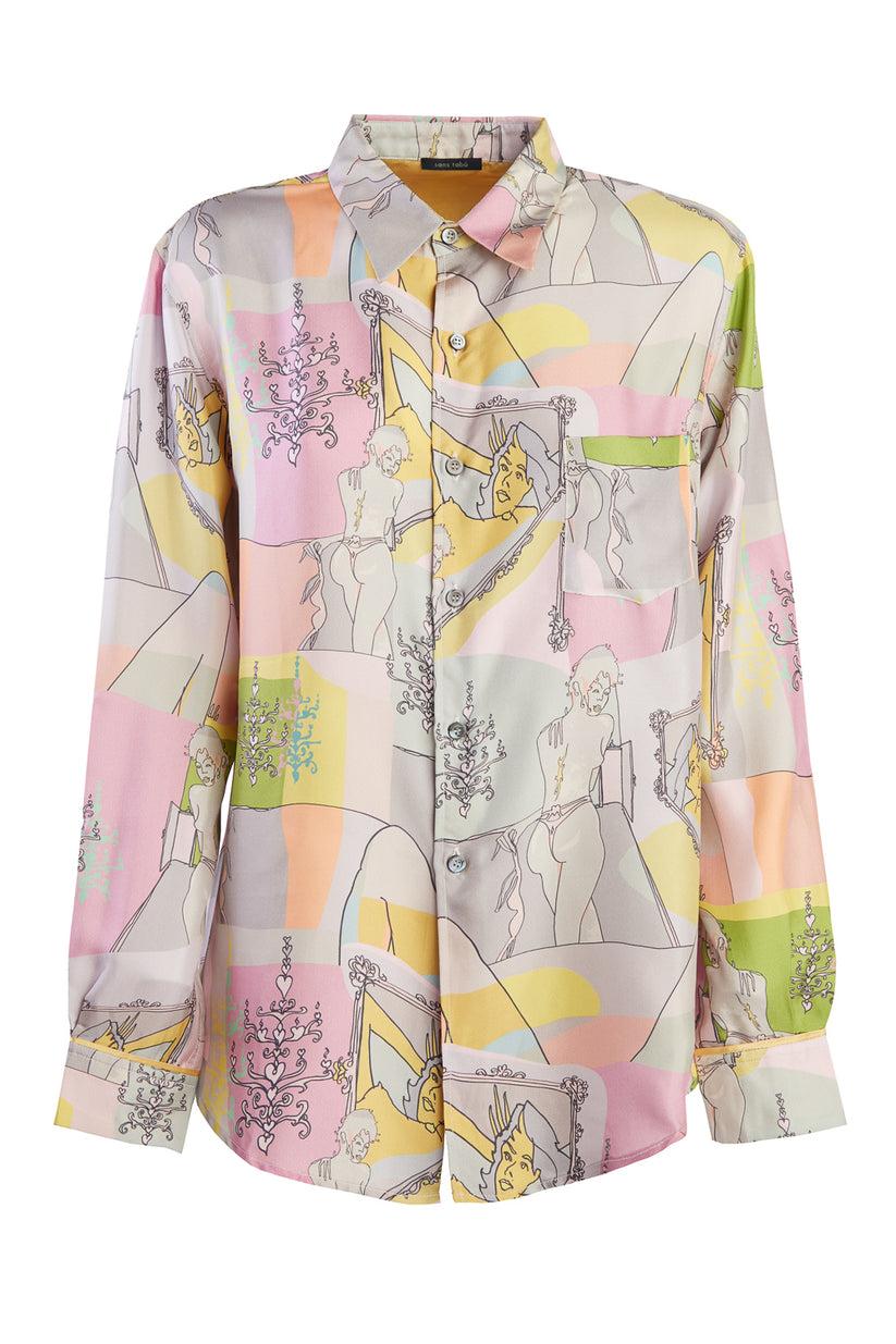 Sans Tabù Camicia in pura seta a maniche lunghe “Specchio Delle Mie Brame”- Rose Offerta