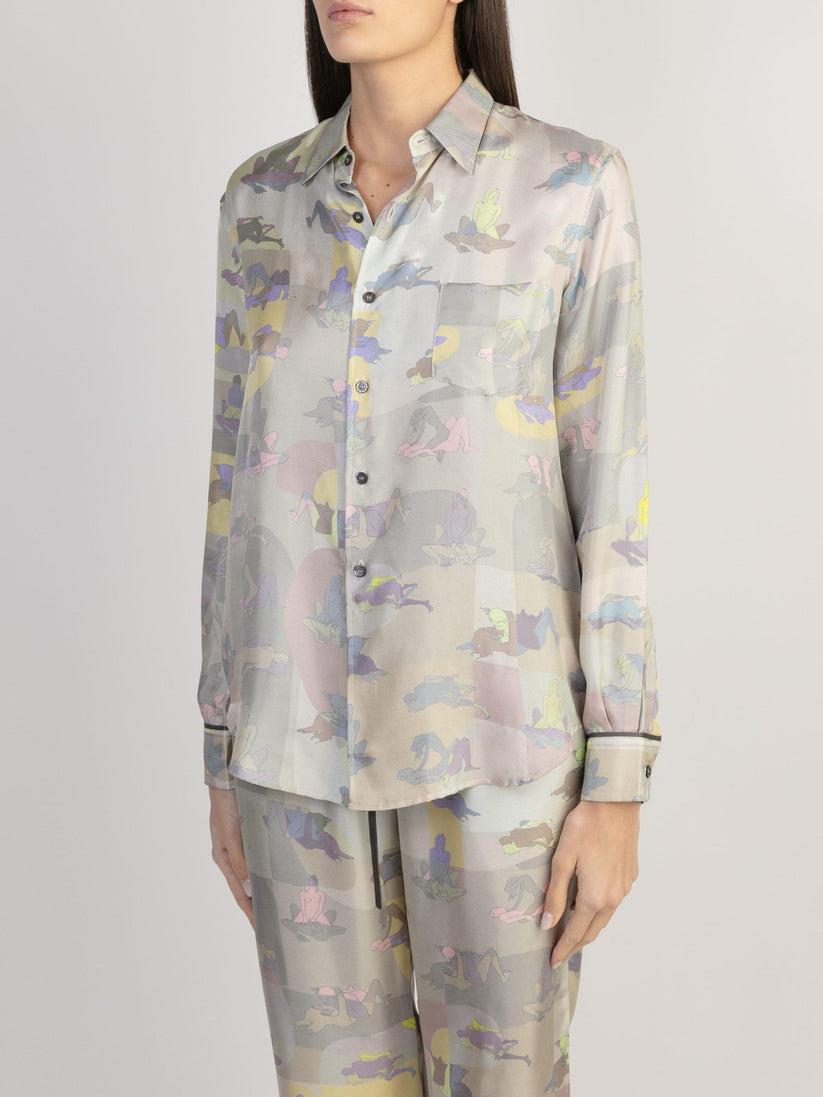 Sans Tabù Camicia in pura seta a maniche lunghe “L’amore” - Moonlight Economico