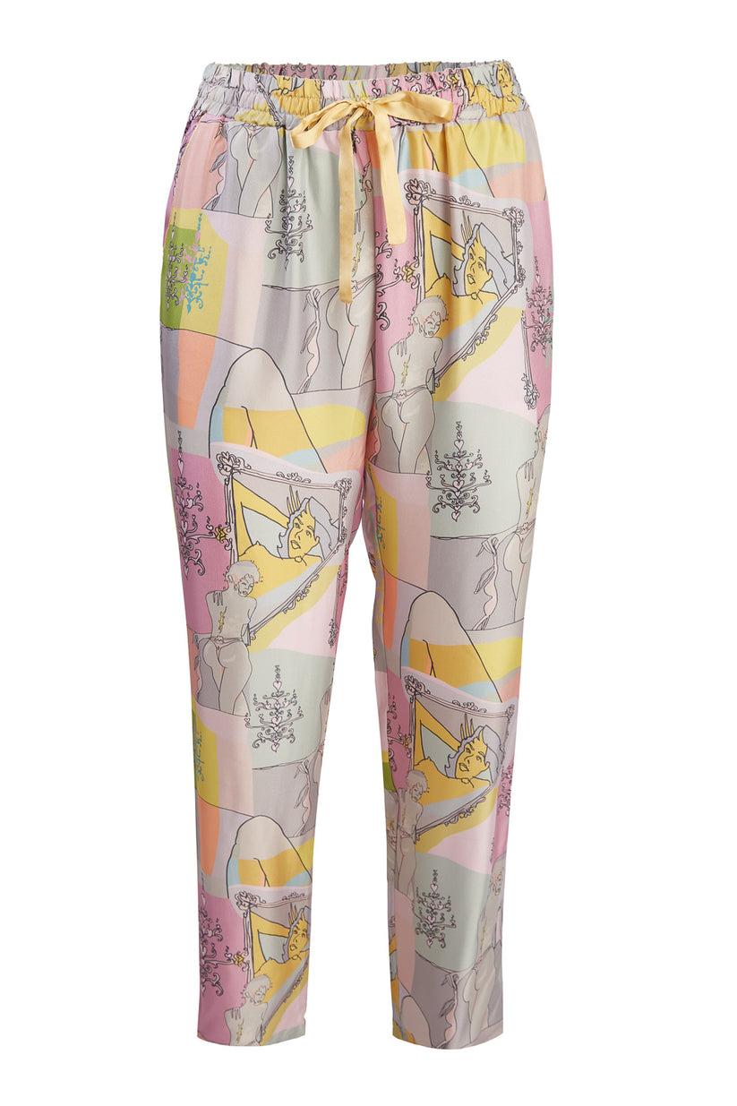 Sans Tabù Pantaloni lunghi in pura seta “Specchio delle mie brame” - Rose Saldi