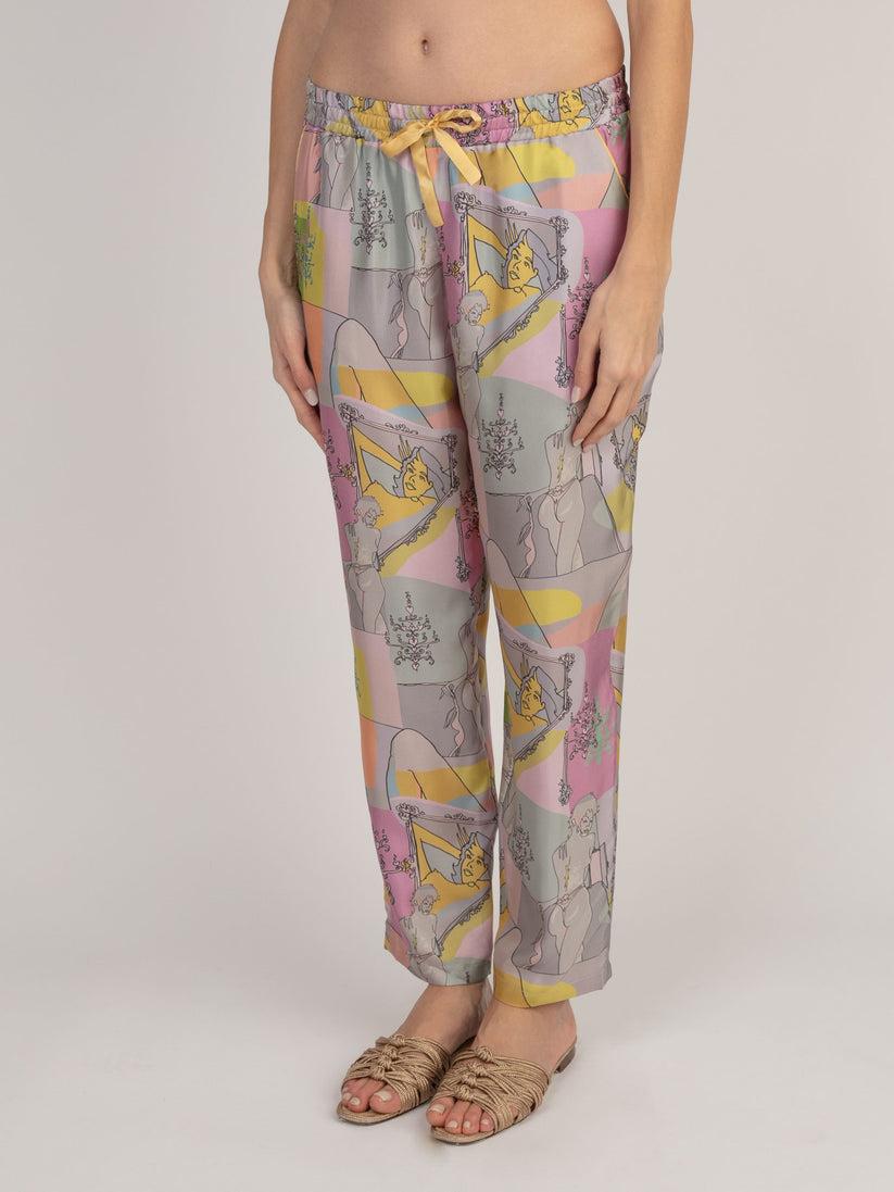 Sans Tabù Pantaloni lunghi in pura seta “Specchio delle mie brame” - Rose Saldi