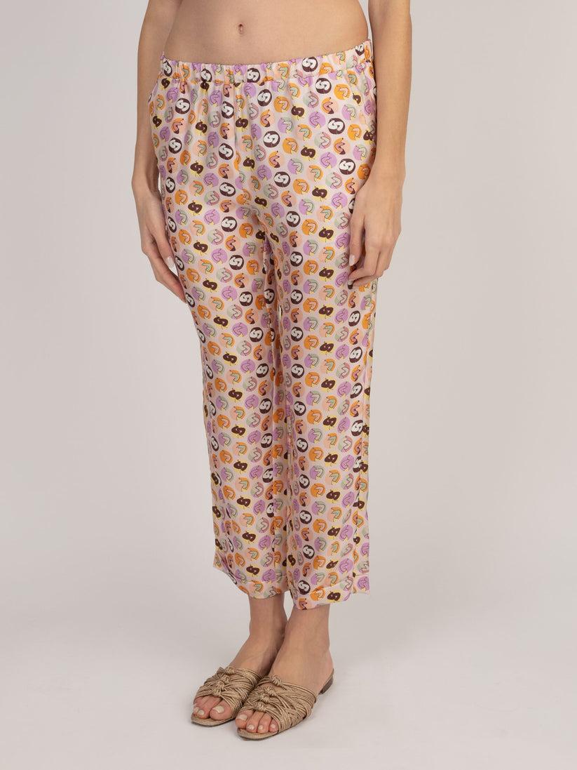 Sans Tabù Pantaloni lunghi in pura seta “Il Bacio Piccolo” - Nude Saldi Di Fabbrica