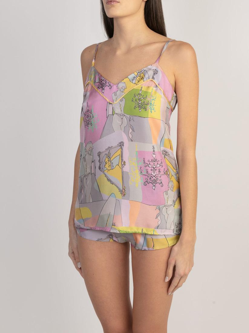 Sans Tabù Top spallino sottile pura seta “Specchio Delle Mie Brame” - Rose Offerta per la Festa della Mamma