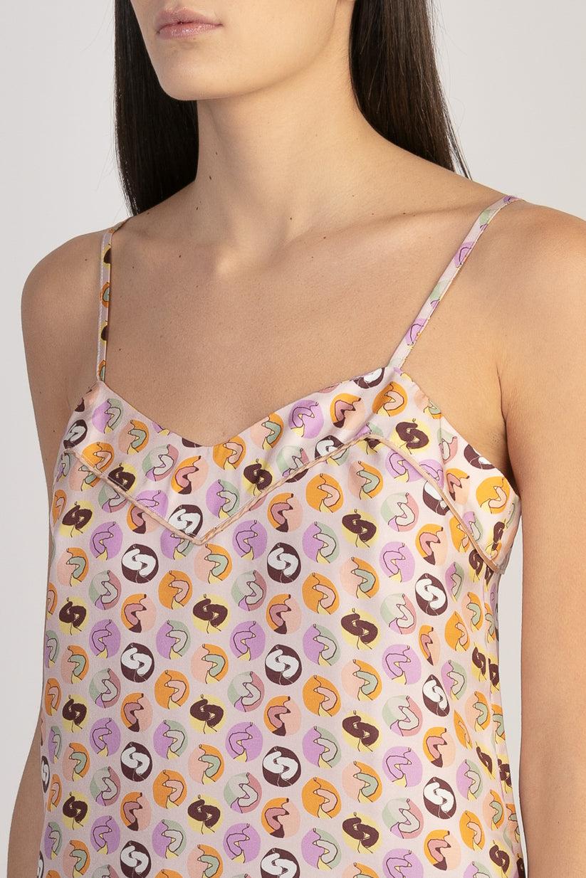 Sans Tabù Top spallino sottile pura seta “Il bacio” - Nude Promozione Limitata