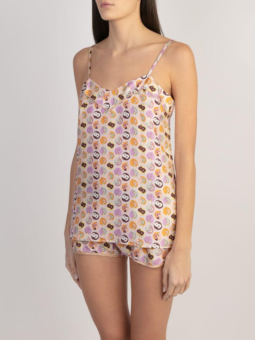 Sans Tabù Top spallino sottile pura seta “Il bacio” - Nude Promozione Limitata