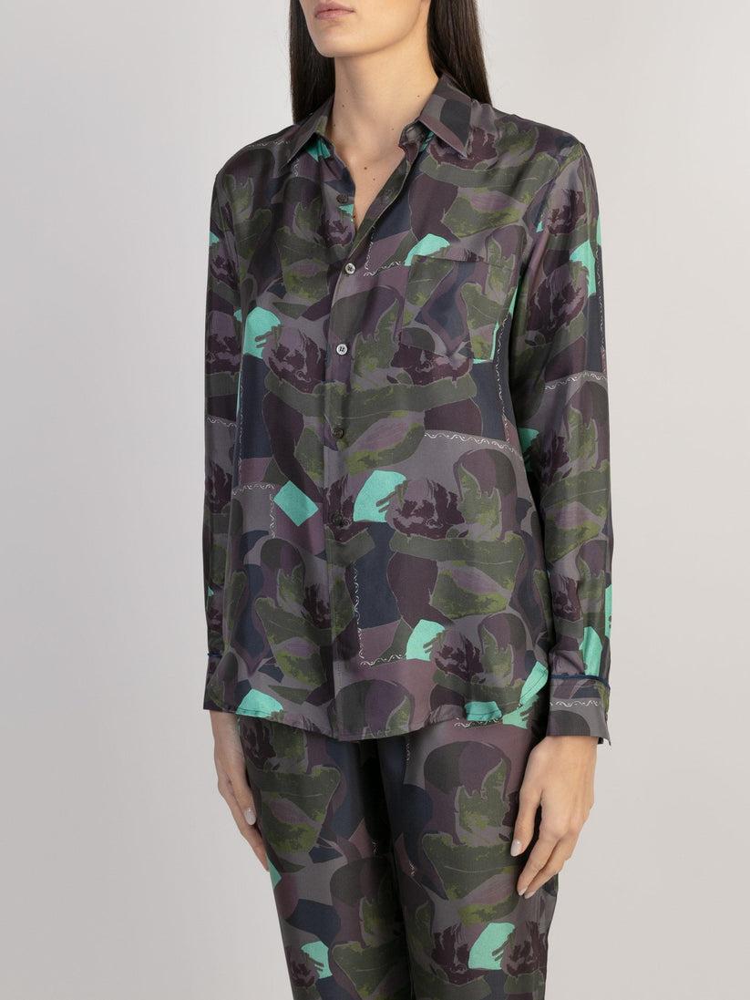 Sans Tabù Camicia in pura seta a maniche lunghe “Pillow Talk” – Dusk Convenienza