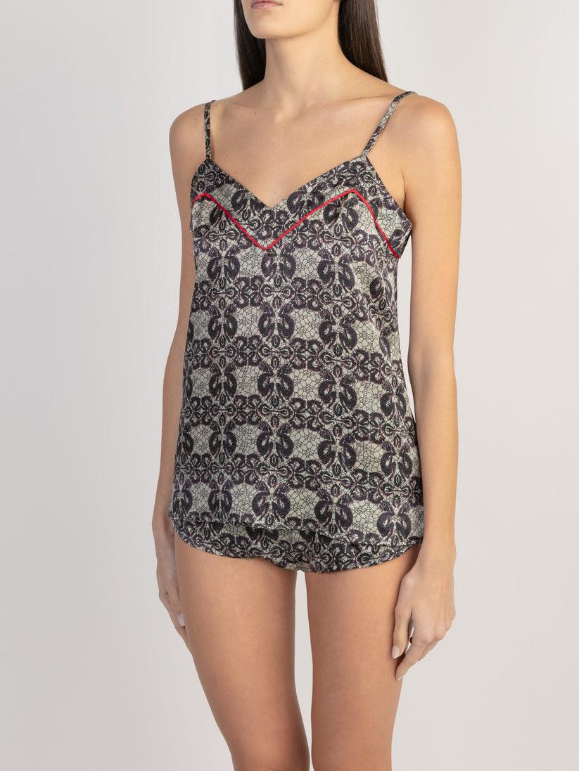 Sans Tabù Top spallino sottile pura seta “Enlace” - Pearl Presa
