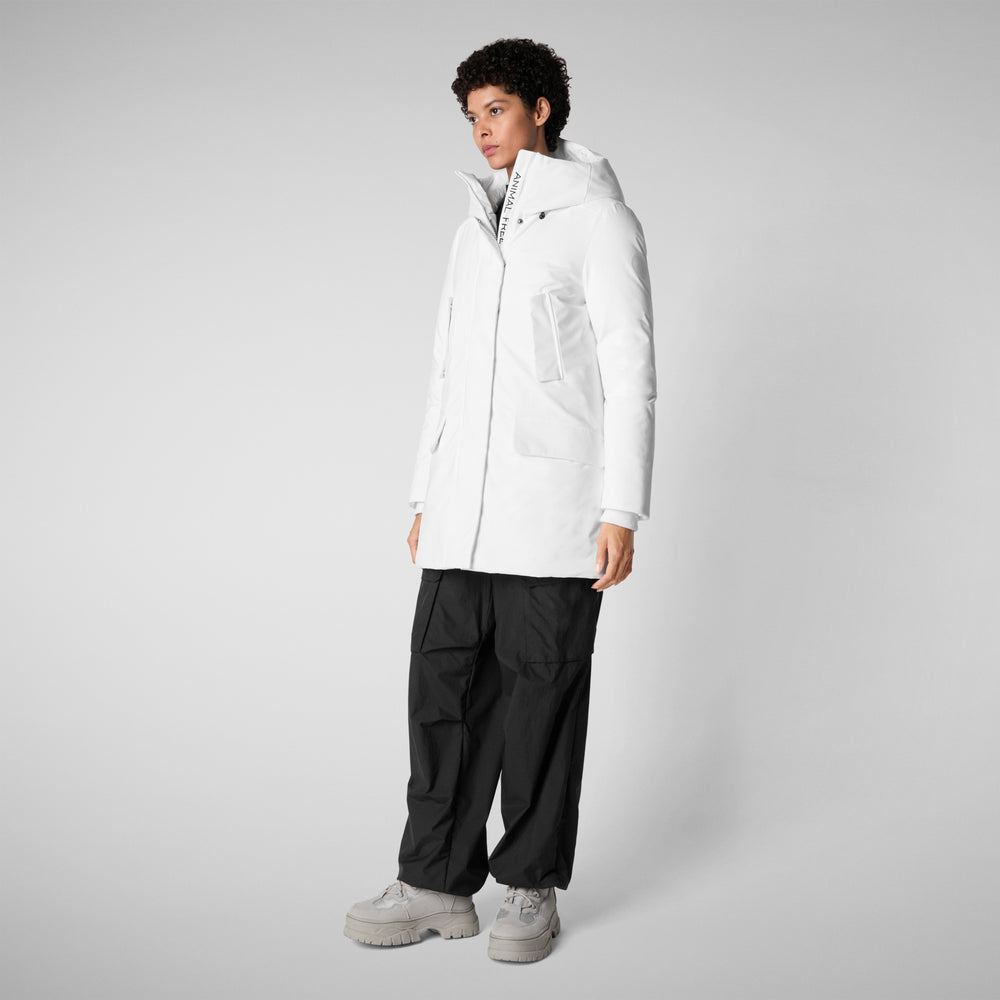 Save the duck PARKA DONNA CON CAPPUCCIO SOLEIL WHITE In Vendita