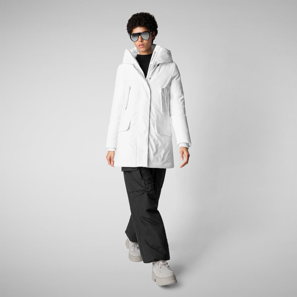 Save the duck PARKA DONNA CON CAPPUCCIO SOLEIL WHITE In Vendita