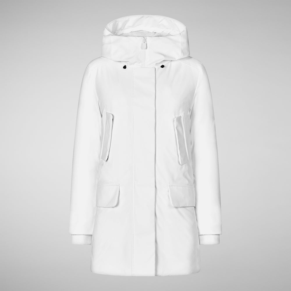 Save the duck PARKA DONNA CON CAPPUCCIO SOLEIL WHITE In Vendita