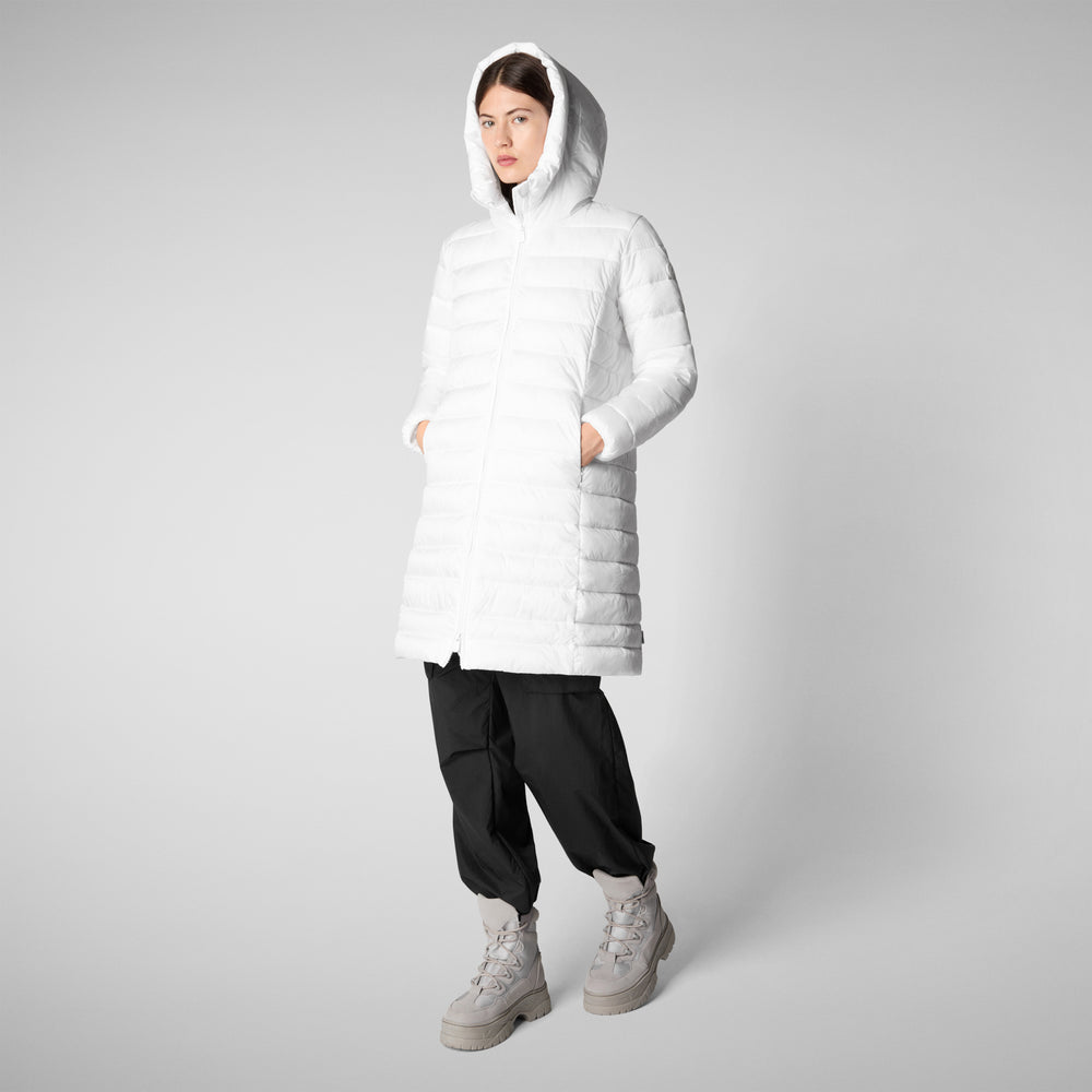 Save the duck PIUMINO ANIMAL FREE CON CAPPUCCIO DONNA SAFFRON BIANCO Offerte