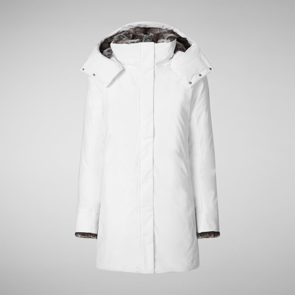 Save the duck PARKA DONNA CON CAPPUCCIO SAMANTAH WHITE Offerta temporanea