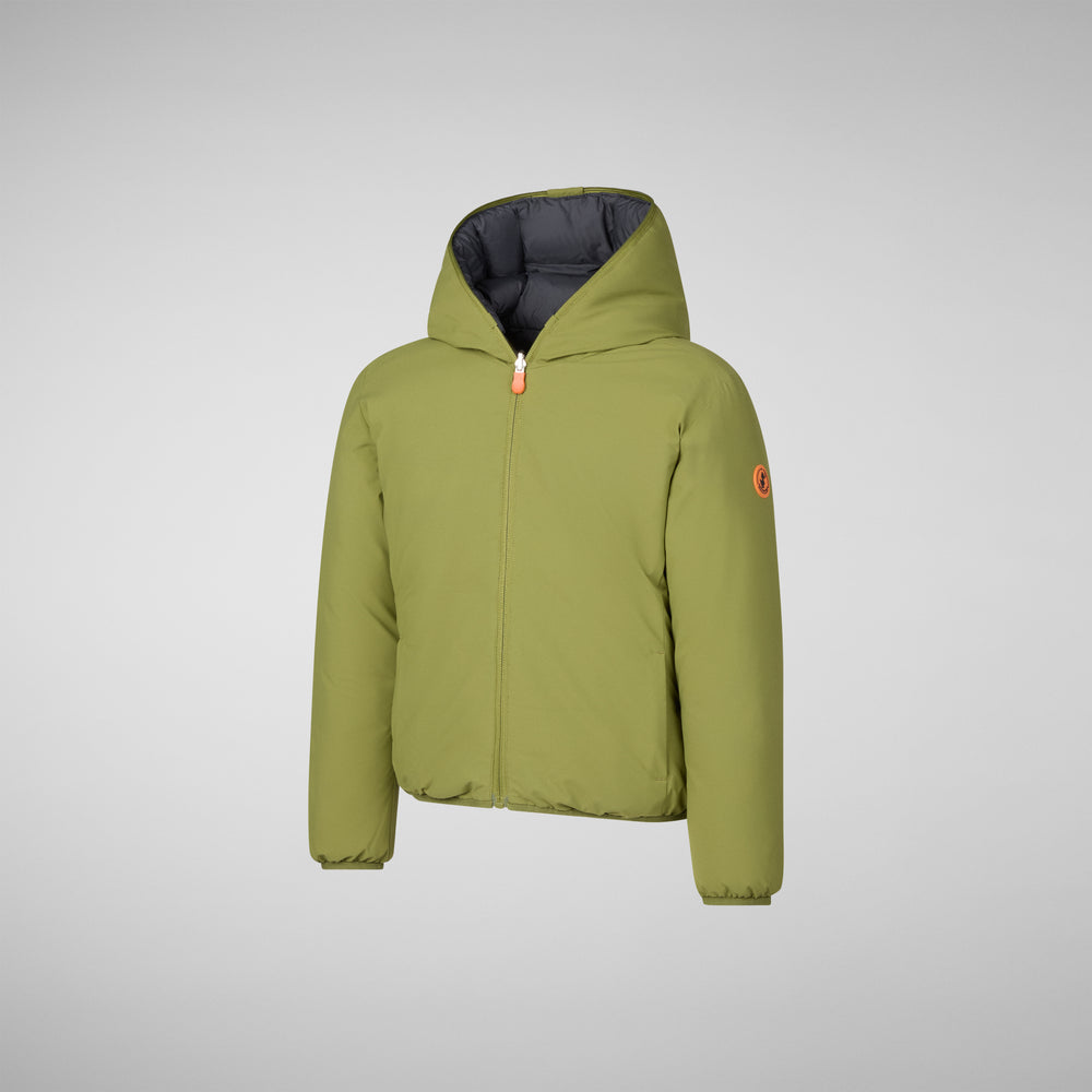 Save the duck GIACCA CON CAPPUCCIO BAMBINO OLIVER LIZARD GREEN Shopping Online