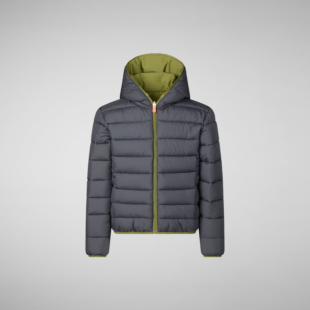 Save the duck GIACCA CON CAPPUCCIO BAMBINO OLIVER LIZARD GREEN Shopping Online