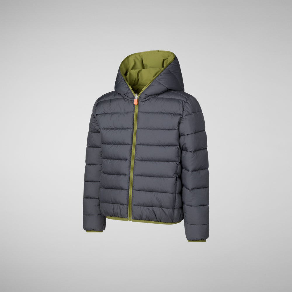 Save the duck GIACCA CON CAPPUCCIO BAMBINO OLIVER LIZARD GREEN Shopping Online