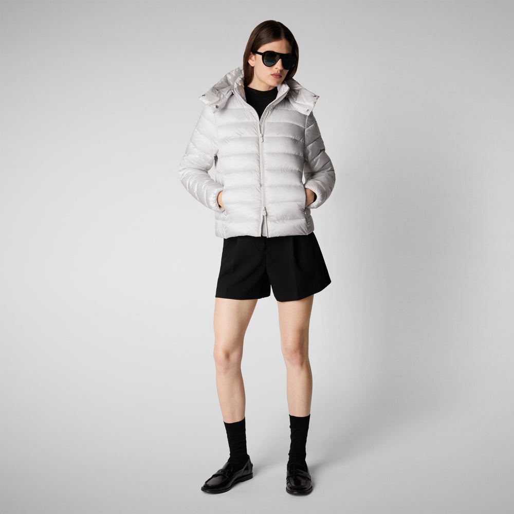 Save the duck PIUMINO ANIMAL FREE CON CAPPUCCIO DONNA LIANA GRIGIO NEBBIA Novità