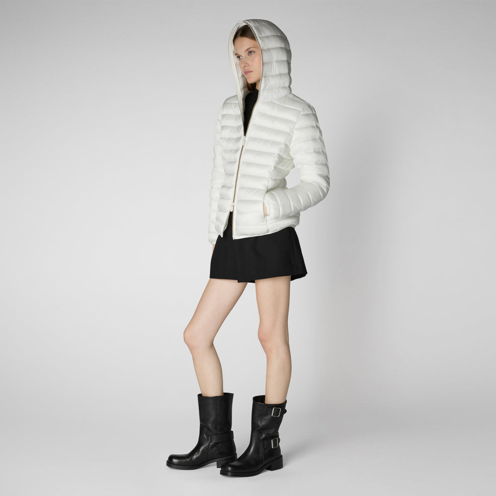 Save the duck PIUMINO ANIMAL FREE CON CAPPUCCIO DONNA ALEXIS BIANCO Presa