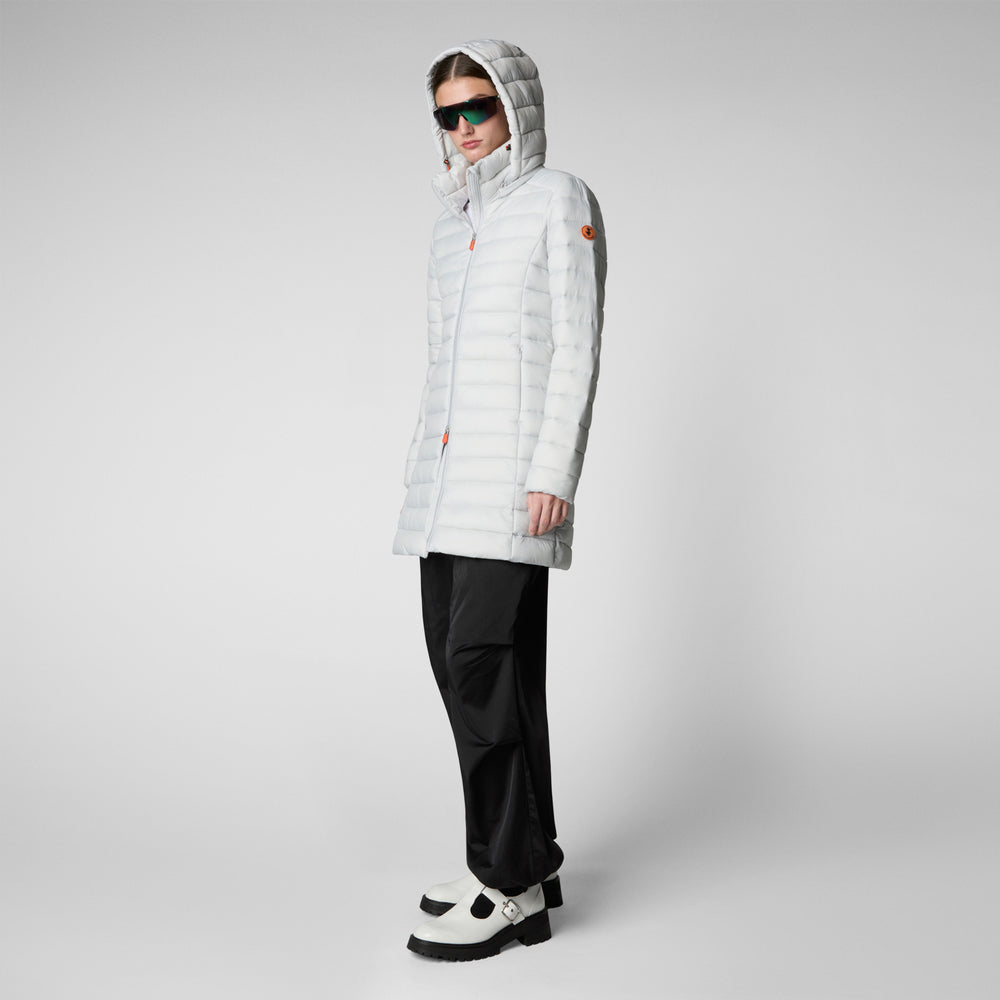 Save the duck PIUMINO ANIMAL FREE CON CAPPUCCIO DONNA CAROL GRIGIO GHIACCIO Offerta