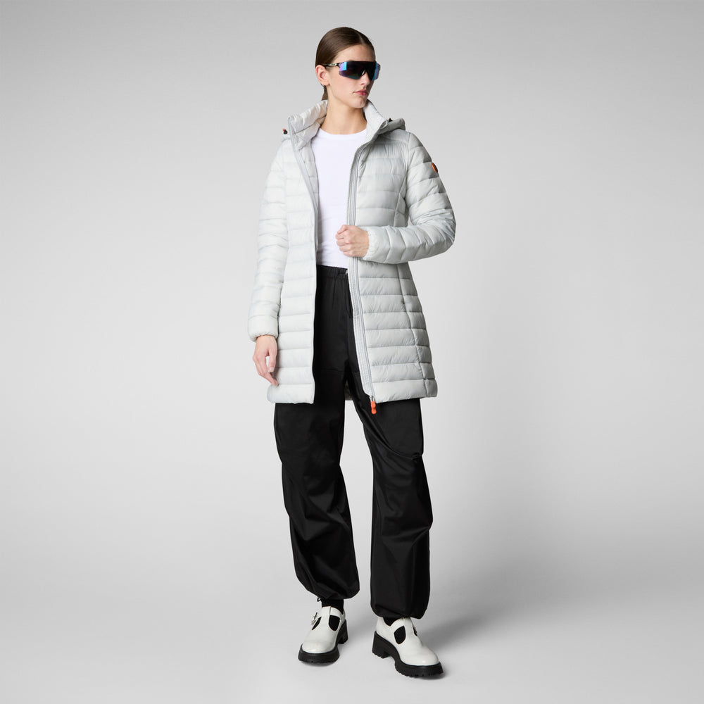 Save the duck PIUMINO ANIMAL FREE CON CAPPUCCIO DONNA CAROL GRIGIO GHIACCIO Offerta
