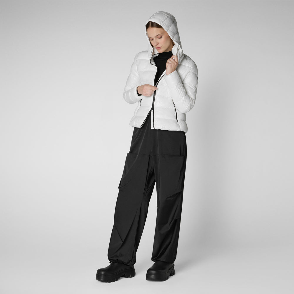 Save the duck PIUMINO ANIMAL FREE CON CAPPUCCIO DONNA COSMARY BIANCO NATURALE Economico