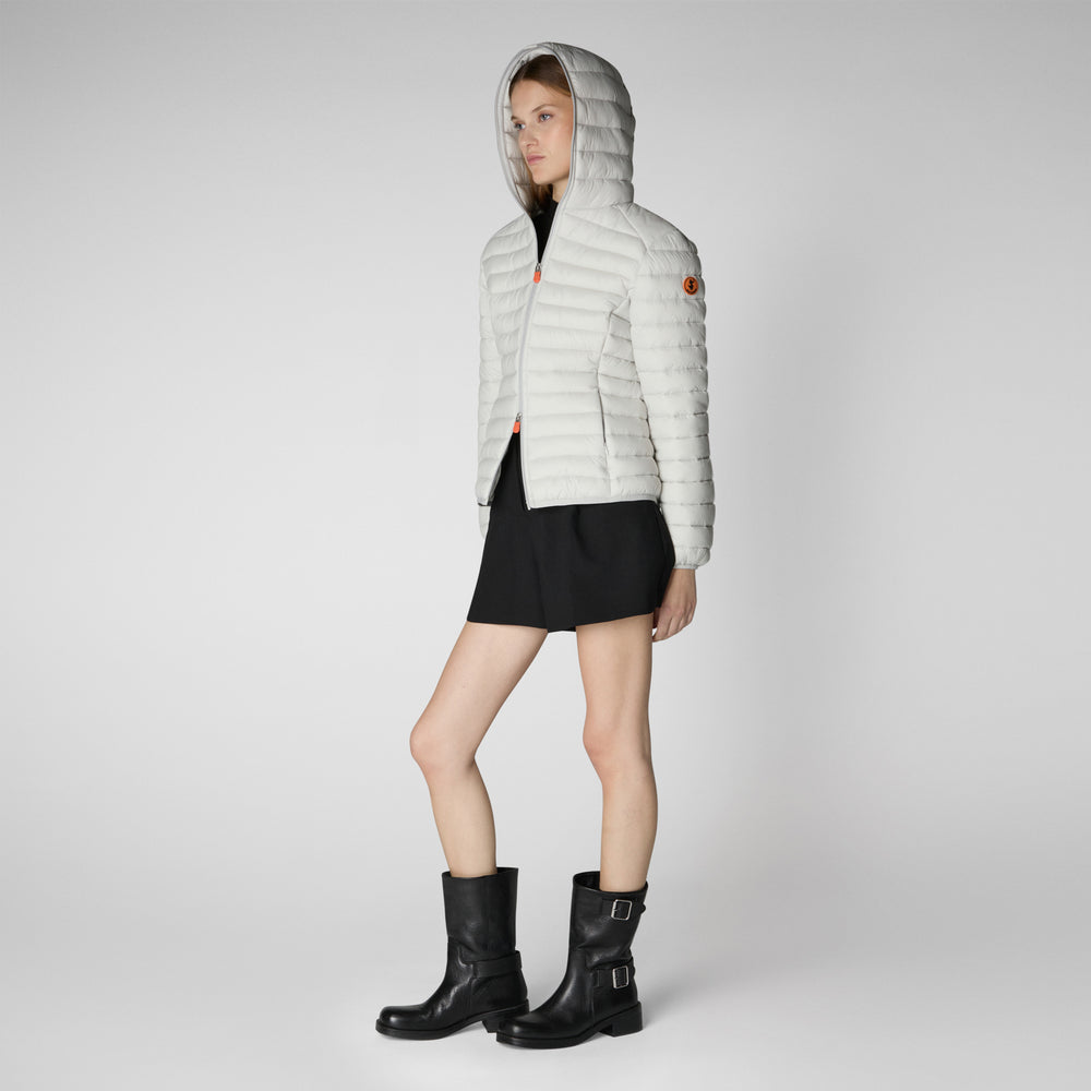 Save the duck PIUMINO ANIMAL FREE CON CAPPUCCIO DONNA DAISY GRIGIO GHIACCIO In Vendita