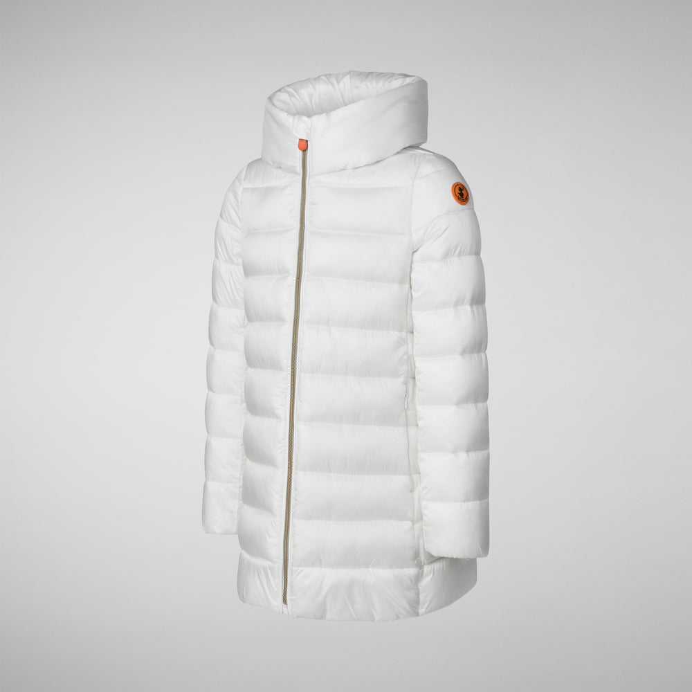 Save the duck PIUMINO ANIMAL FREE CON CAPPUCCIO BAMBINA ORIANA BIANCO In Saldo