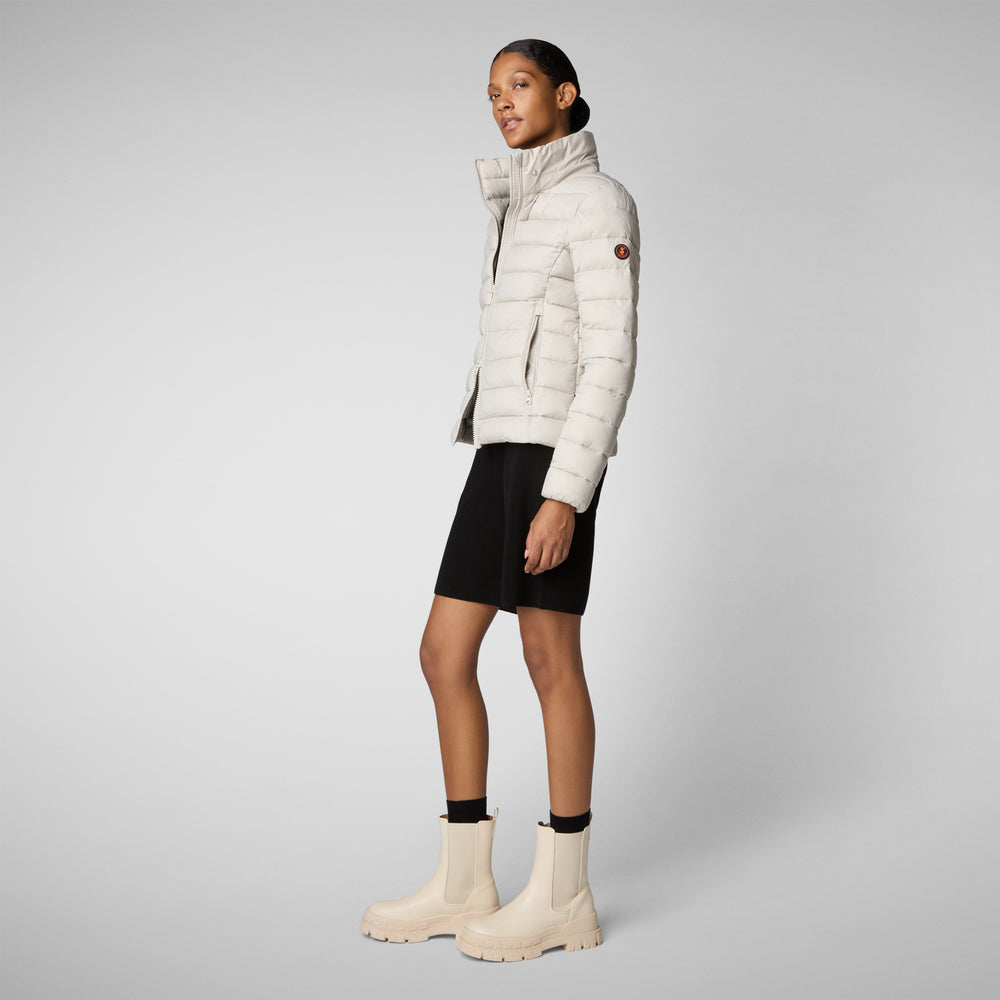 Save the duck PIUMINO ANIMAL FREE CON CAPPUCCIO DONNA AMELIE BEIGE CHIARO Promozione Limitata