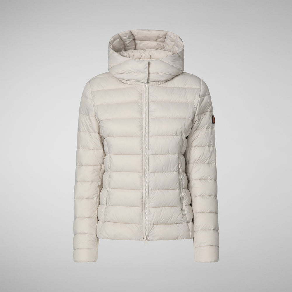 Save the duck PIUMINO ANIMAL FREE CON CAPPUCCIO DONNA AMELIE BEIGE CHIARO Promozione Limitata