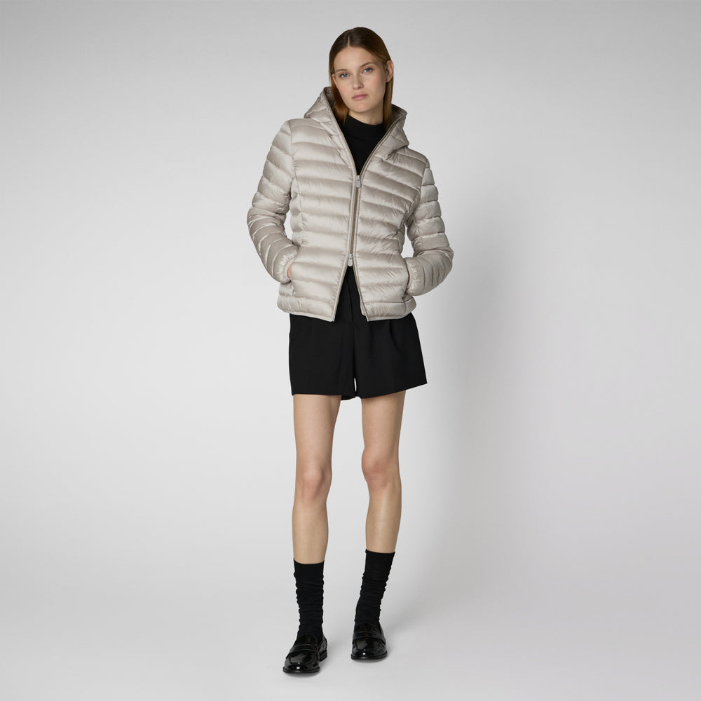 Save the duck PIUMINO ANIMAL FREE CON CAPPUCCIO DONNA ALEXIS RAINY BEIGE Presa