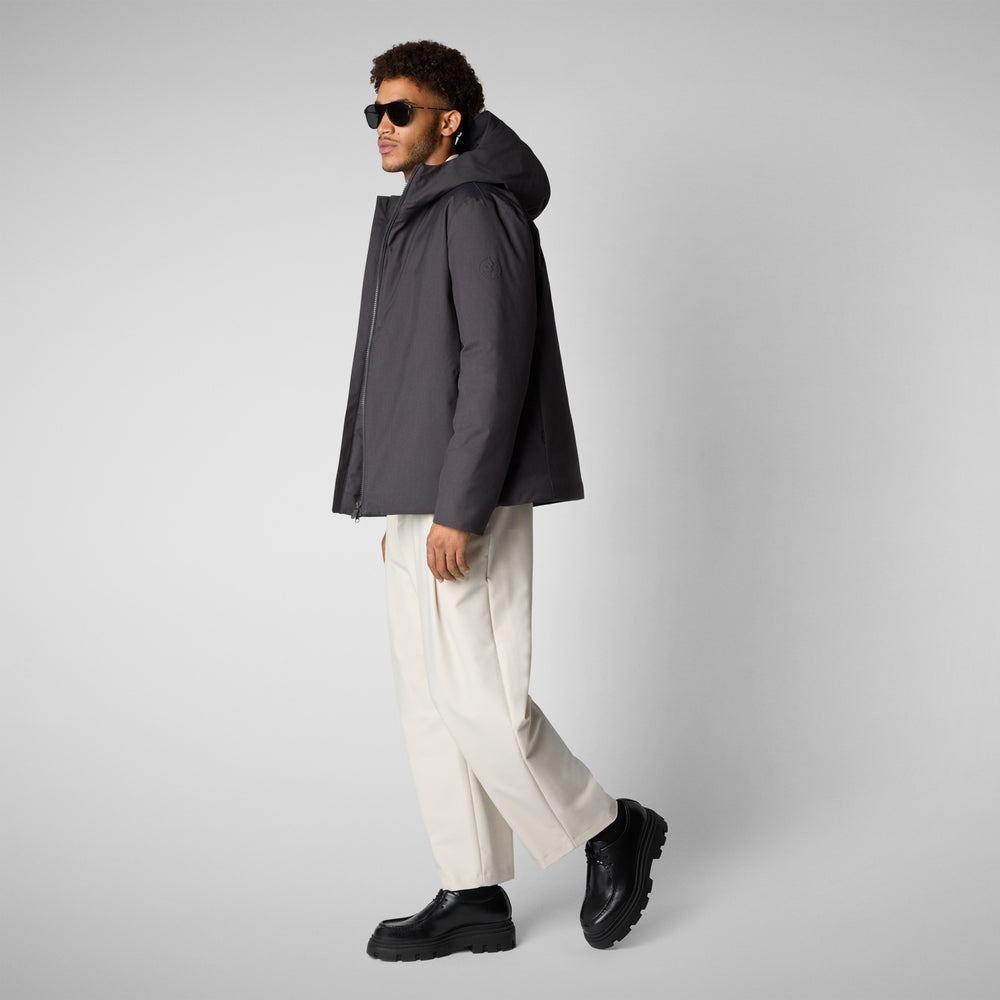 Save the duck PIUMINO ANIMAL FREE CON CAPPUCCIO UOMO BARNABY GREY MELANGE Spedizione Gratuita