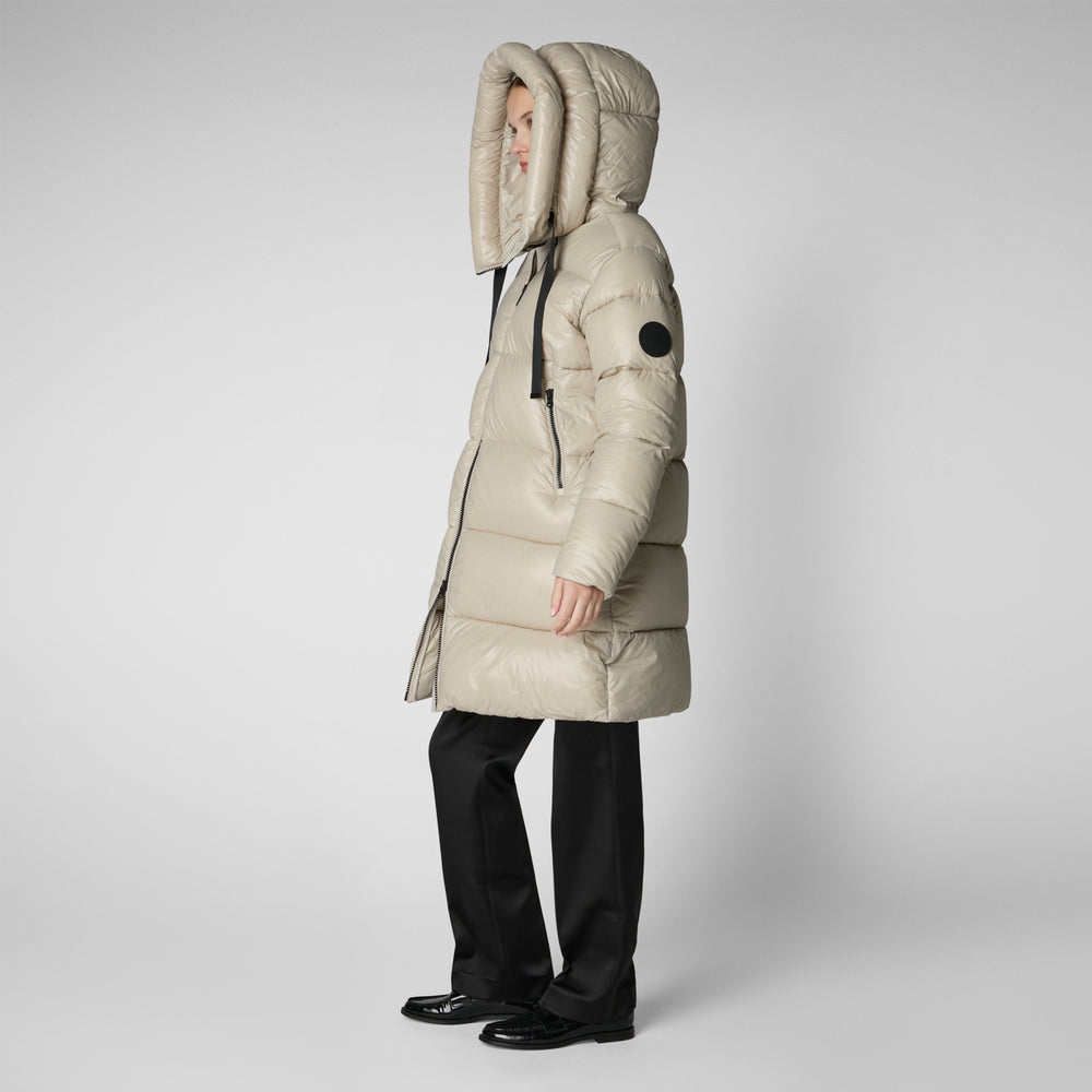 Save the duck PIUMINO ANIMAL FREE CON CAPPUCCIO DONNA ISABEL RAINY BEIGE Prezzo basso