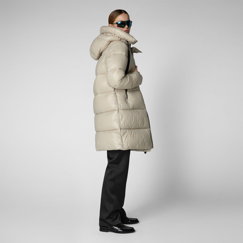 Save the duck PIUMINO ANIMAL FREE CON CAPPUCCIO DONNA ISABEL RAINY BEIGE Prezzo basso