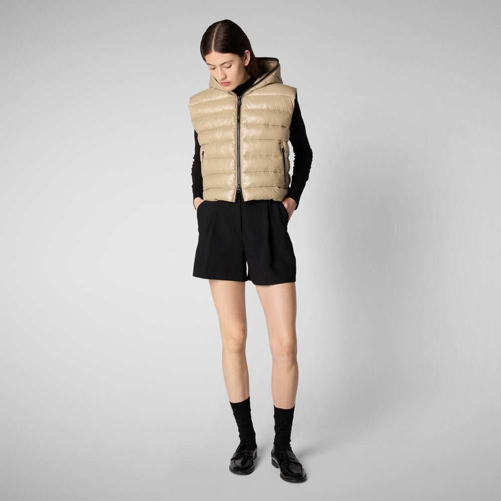 Save the duck GILET CON CAPPUCCIO DONNA ROMINA BEIGE Vendita Calda