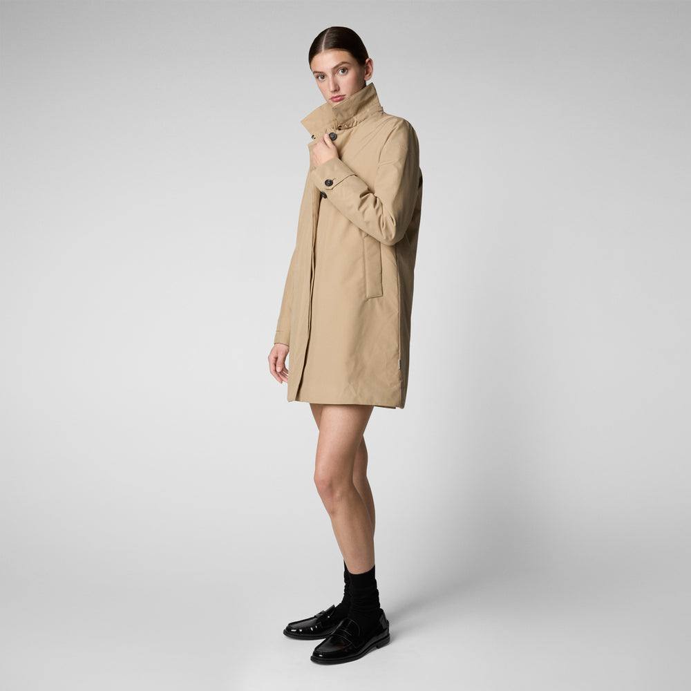 Save the duck CAPPOTTO CON CAPPUCCIO EMBIE STARDUST BEIGE Saldi Di Fabbrica