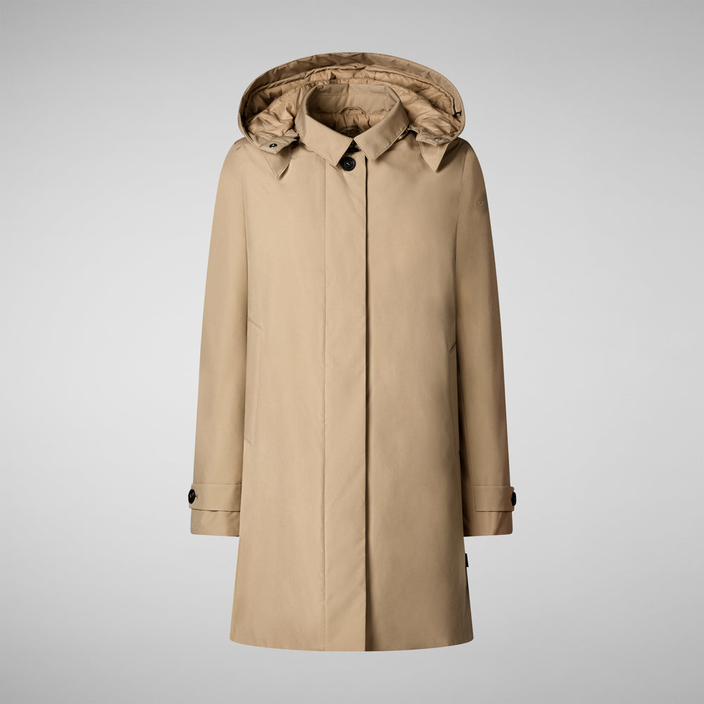 Save the duck CAPPOTTO CON CAPPUCCIO EMBIE STARDUST BEIGE Saldi Di Fabbrica