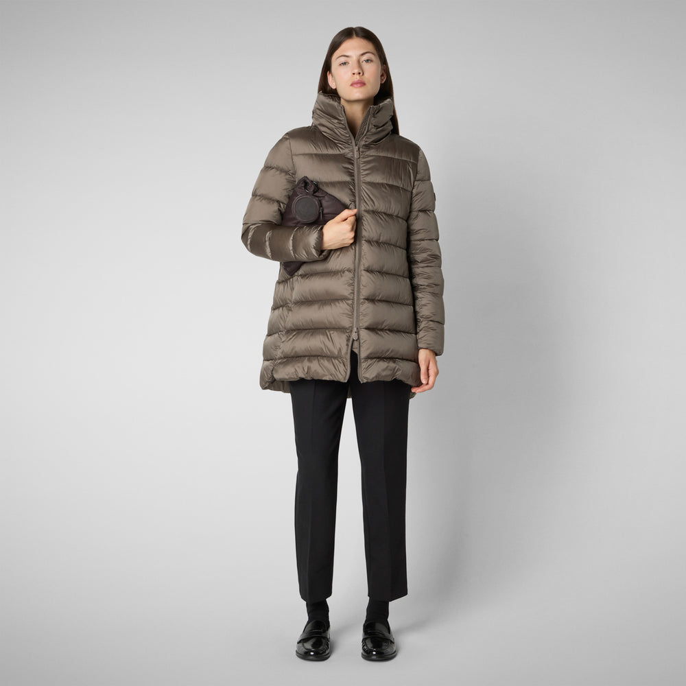 Save the duck PIUMINO ANIMAL FREE CON CAPPUCCIO DONNA MATILDA GRIGIO FANGO Negozio