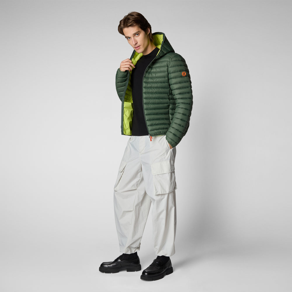 Save the duck PIUMINO ANIMAL FREE CON CAPPUCCIO UOMO DONALD VERDE TIMO Consegna Veloce