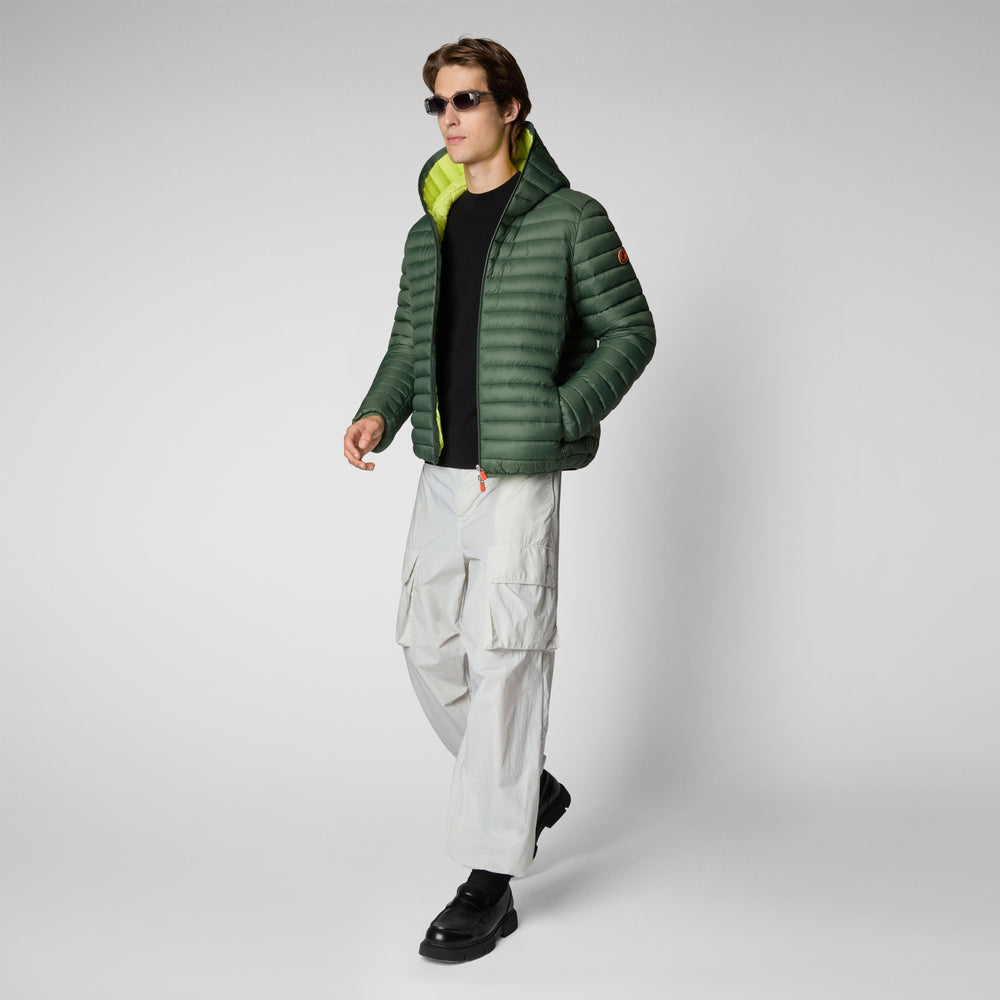 Save the duck PIUMINO ANIMAL FREE CON CAPPUCCIO UOMO DONALD VERDE TIMO Consegna Veloce