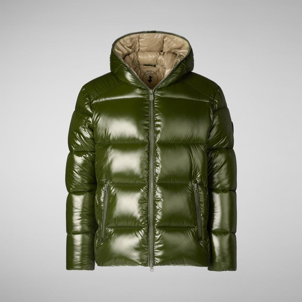 Save the duck PIUMINO ANIMAL FREE CON CAPPUCCIO UOMO EDGARD VERDE BOSCO Sottocosto