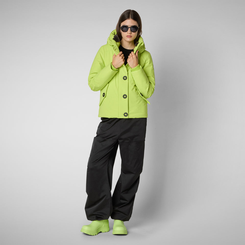 Save the duck PARKA DONNA CON CAPPUCCIO SHANON VERDE LIME In Saldo
