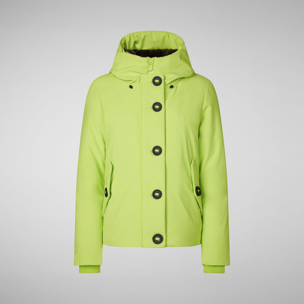 Save the duck PARKA DONNA CON CAPPUCCIO SHANON VERDE LIME In Saldo