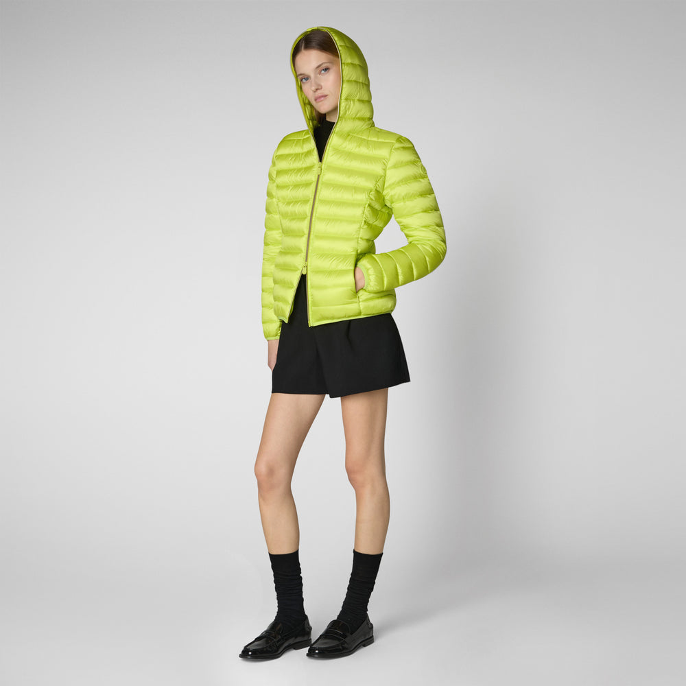 Save the duck PIUMINO ANIMAL FREE CON CAPPUCCIO DONNA ALEXIS VERDE LIME Italy