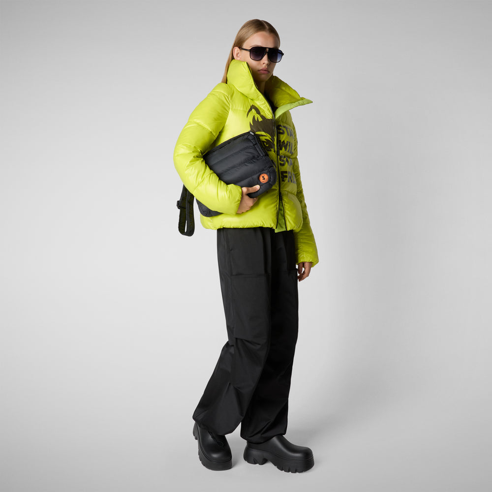 Save the duck GIACCA DONNA IVY VERDE LIME WOLF PRINT In Linea
