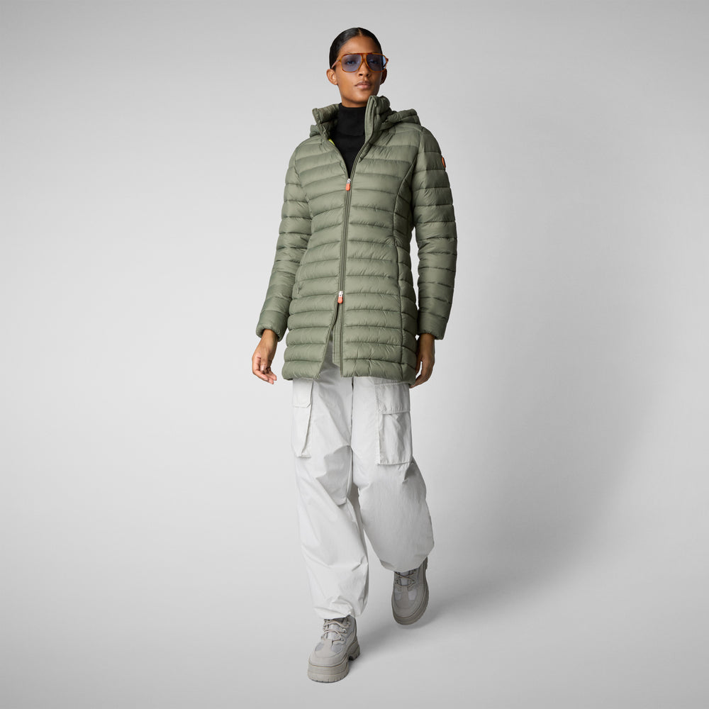 Save the duck PIUMINO ANIMAL FREE CON CAPPUCCIO DONNA CAROL VERDE PALUDE Vendita